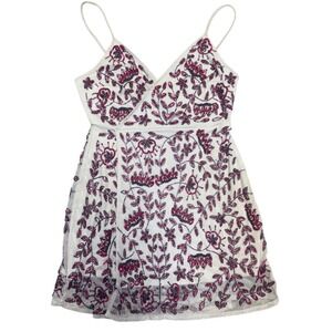 RAGA XS Slip Dress Sleeveless Floral Beaded Mini‎ Cocktail Party